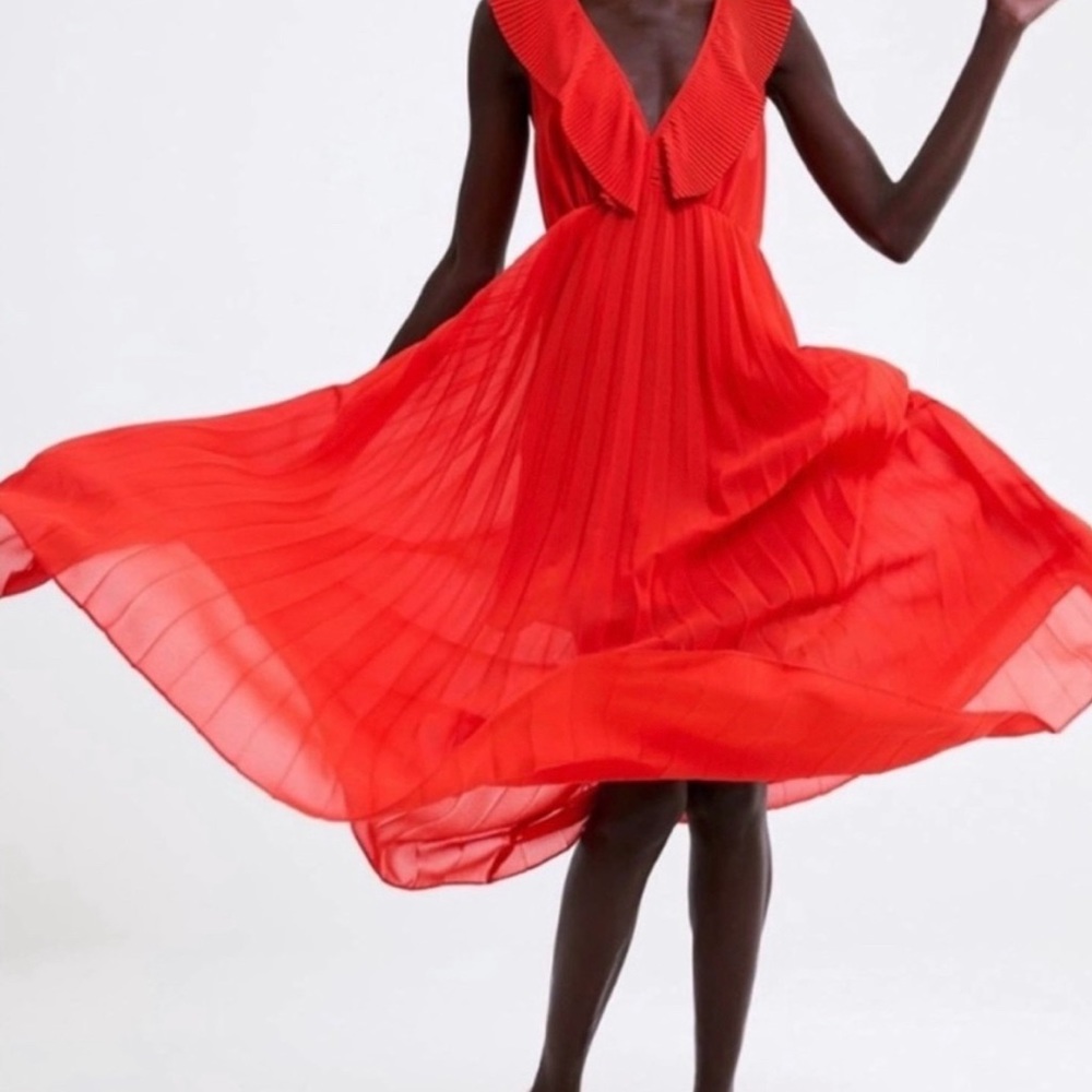 ZARA Red Flowy Dress